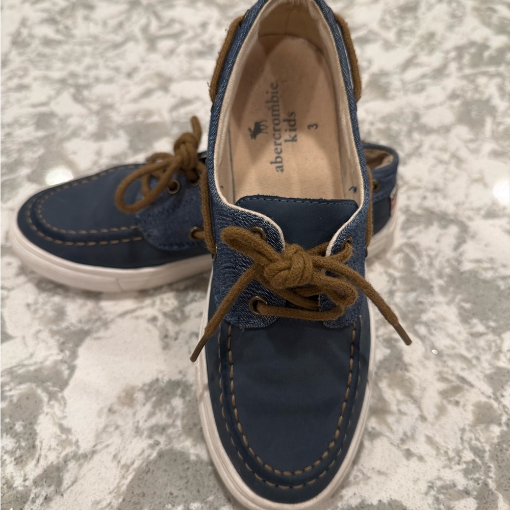Abercrombie Kids Blue Denim and Brown Boat Dress Shoes